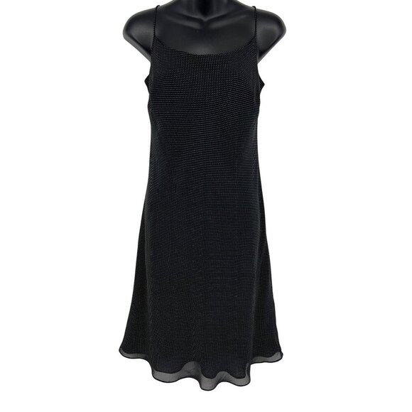Ann Taylor Loft Black White Polka Dot Sleeveless Midi Slip Dress Size 2 EUC - Picture 1 of 7